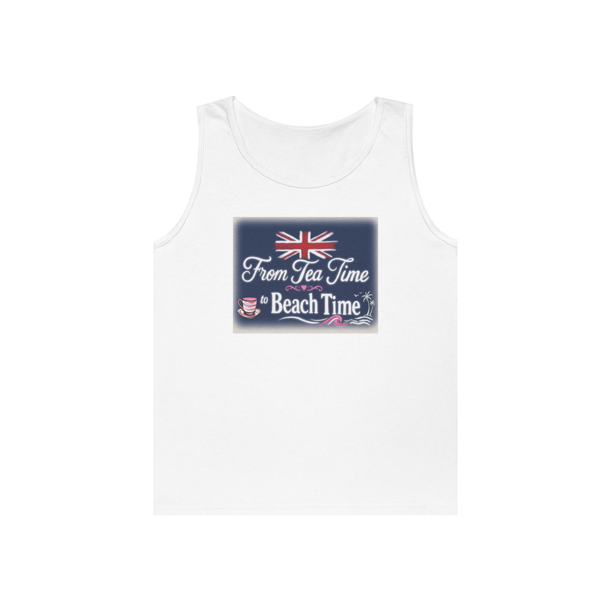Beach Tank Top "From Tea Time to Beach Time" – British Flag Summer Tank