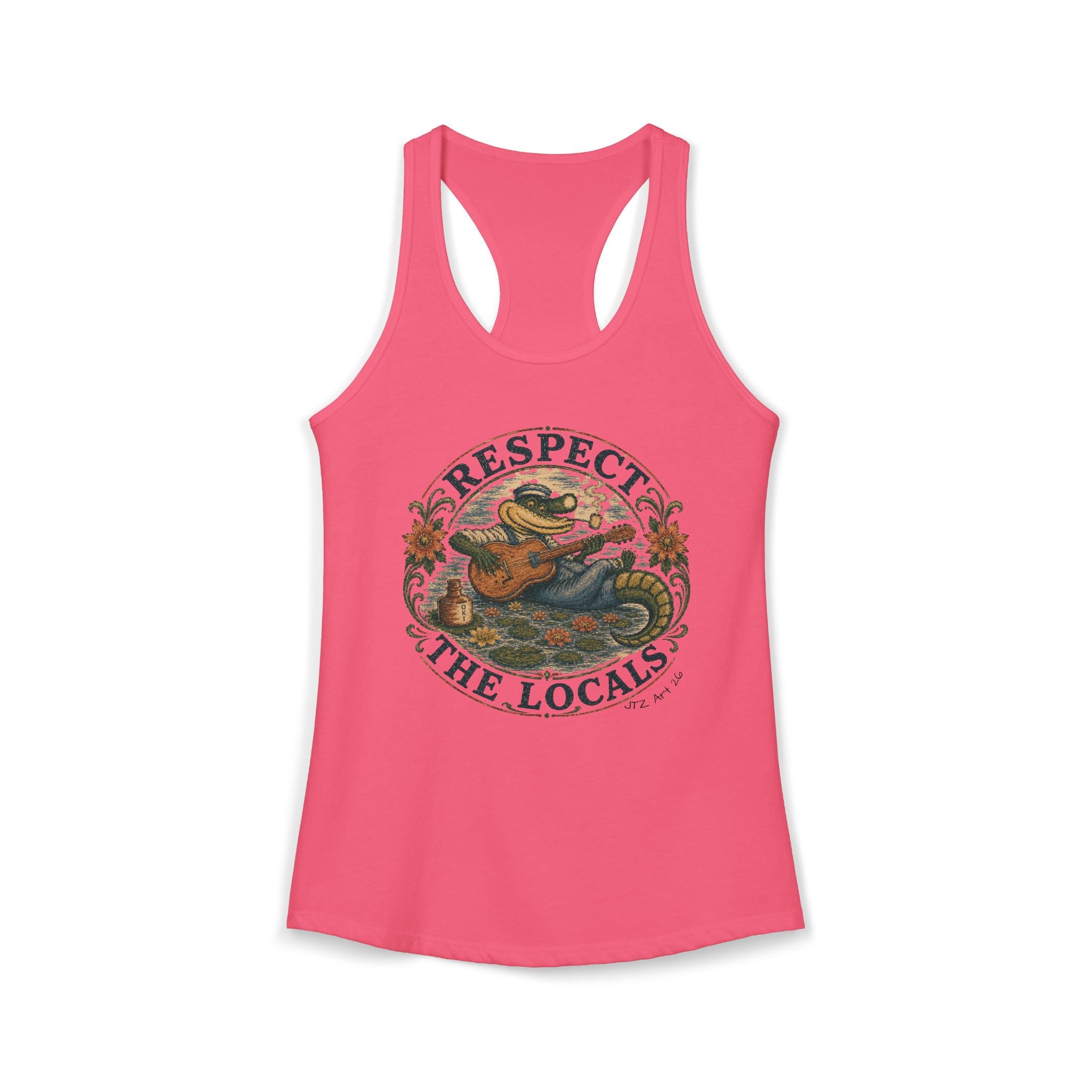 Women's Ideal Racerback Tank Respect The Locals- Inspired by original art of JT Mariotte