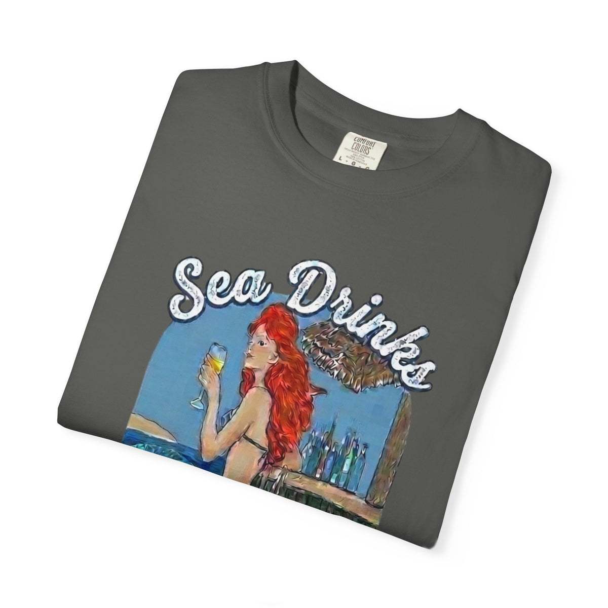 Sea Drinks Mermaid T-Shirt — Lazy Turtle, OKI Coastal Graphic Tee