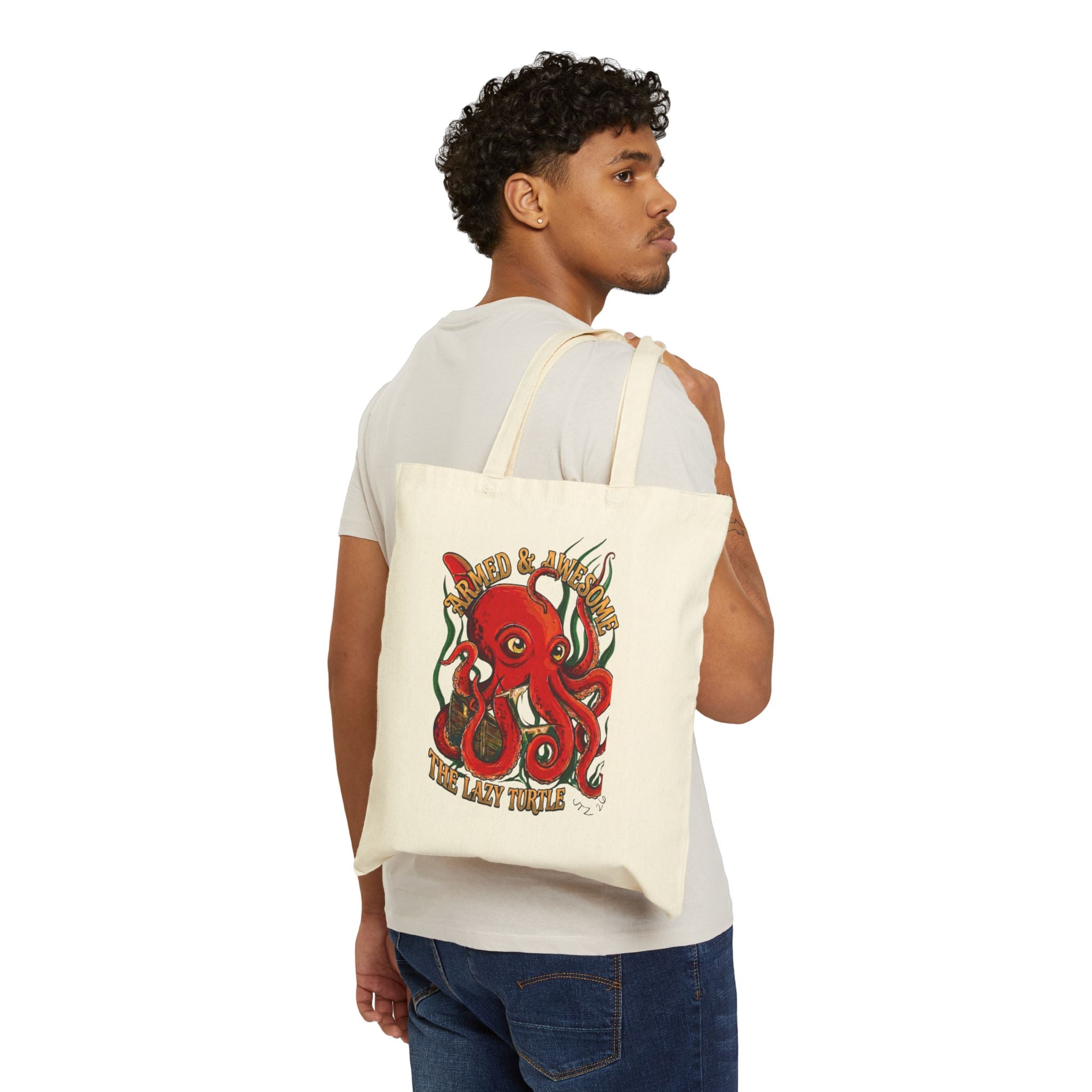 Octopus Graphic Tote Bag – 'Armed and Awesome' Beach Canvas Tote