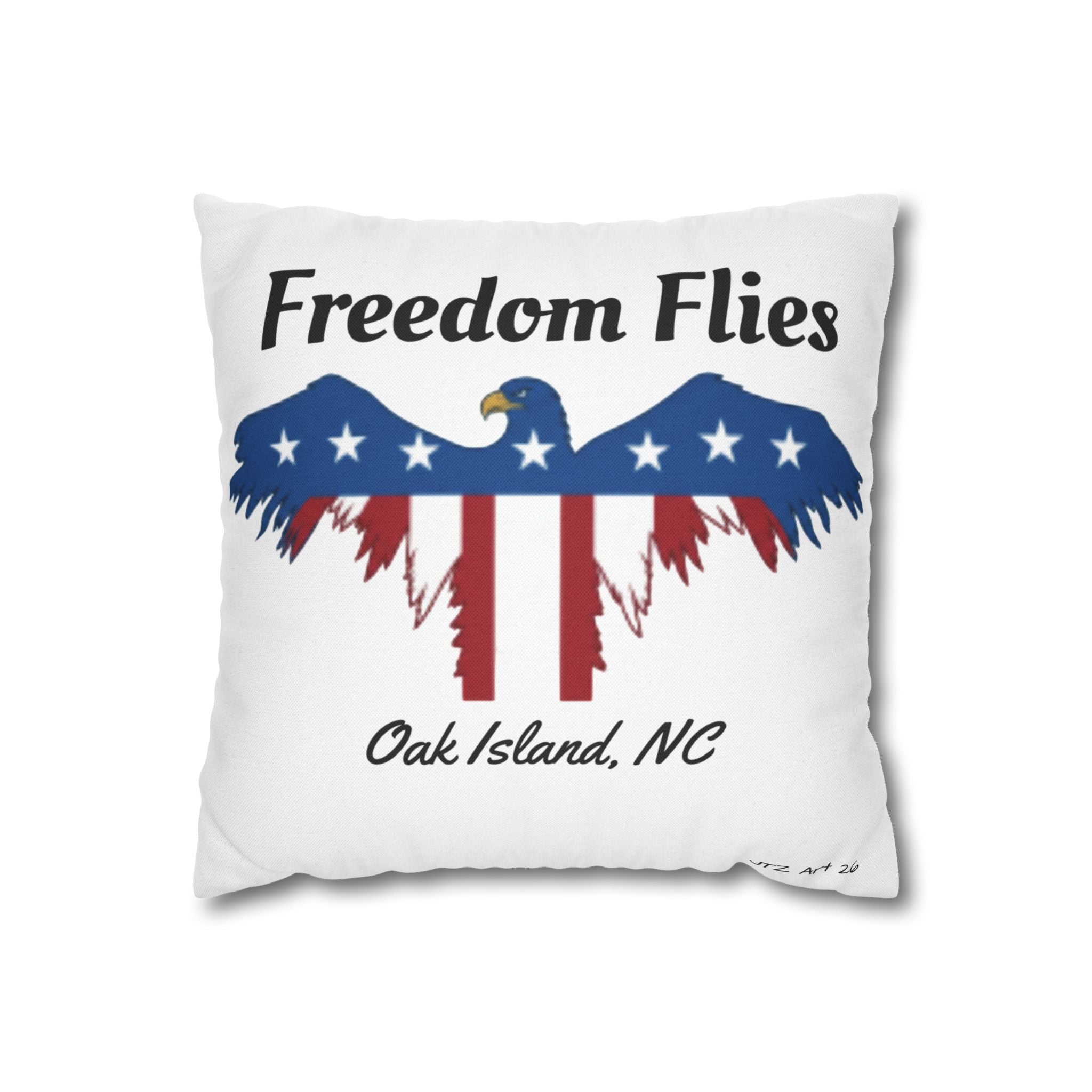 Freedom Flies Eagle Pillowcase — Oak Island NC Patriotic Decorative Pillow