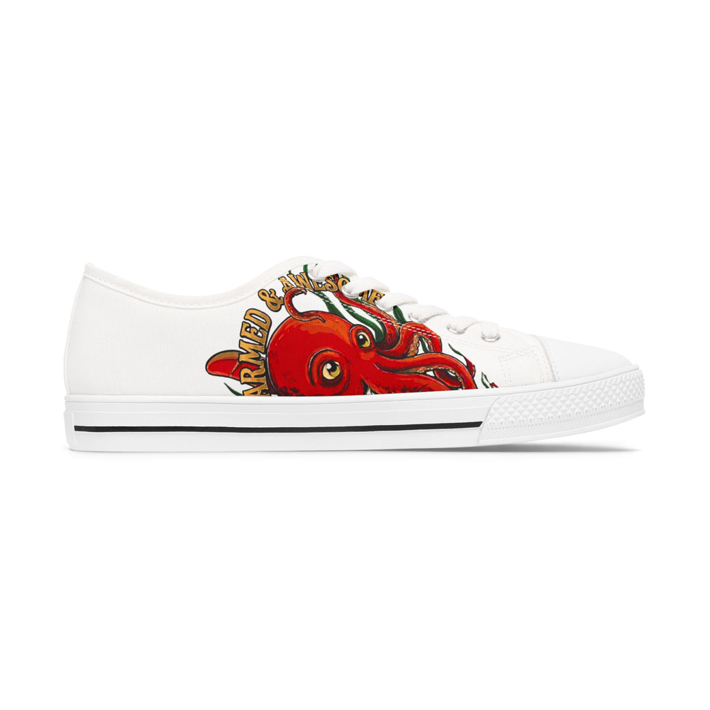 Octopus Art Low Top Sneakers — Women's Nautical Canvas Shoes