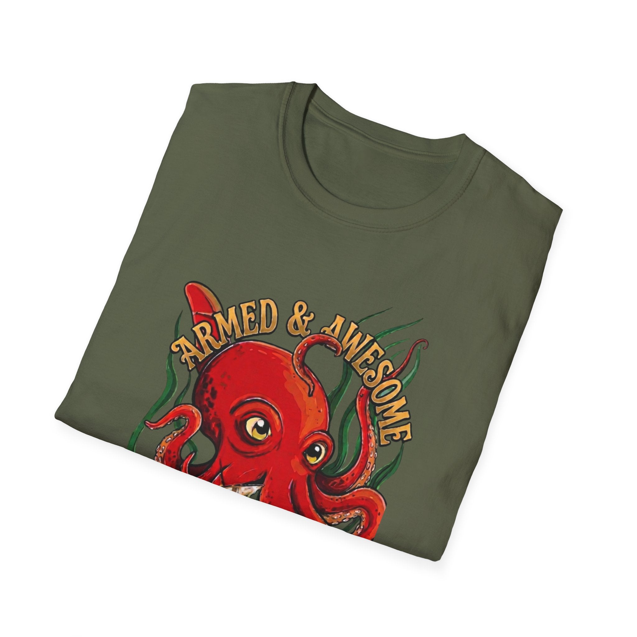 Octopus Band Tee — 'Armed and Awesome" The Last Turtle' Graphic T-Shirt