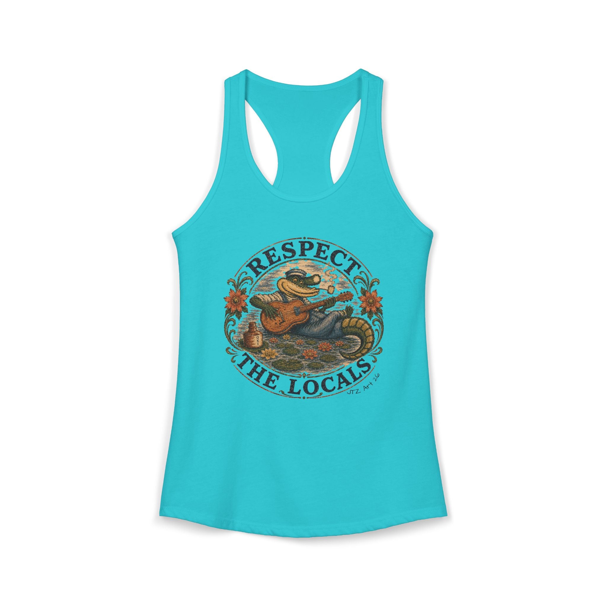 Women's Ideal Racerback Tank Respect The Locals- Inspired by original art of JT Mariotte