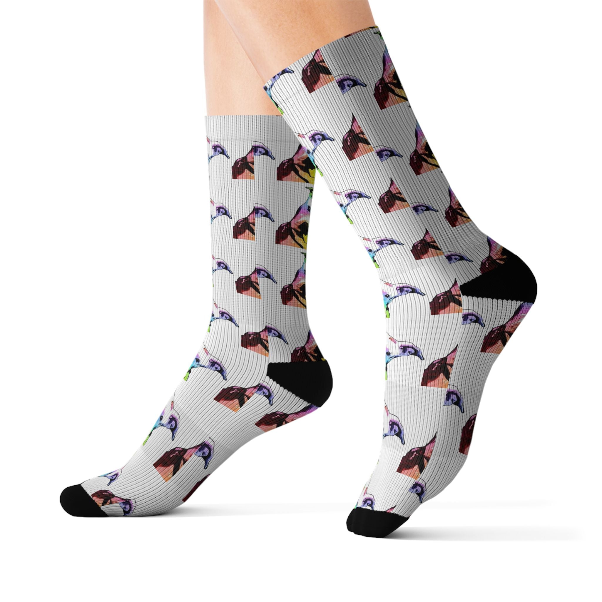 Colorful French Bulldog Pattern Socks — Sublimation Crew Socks