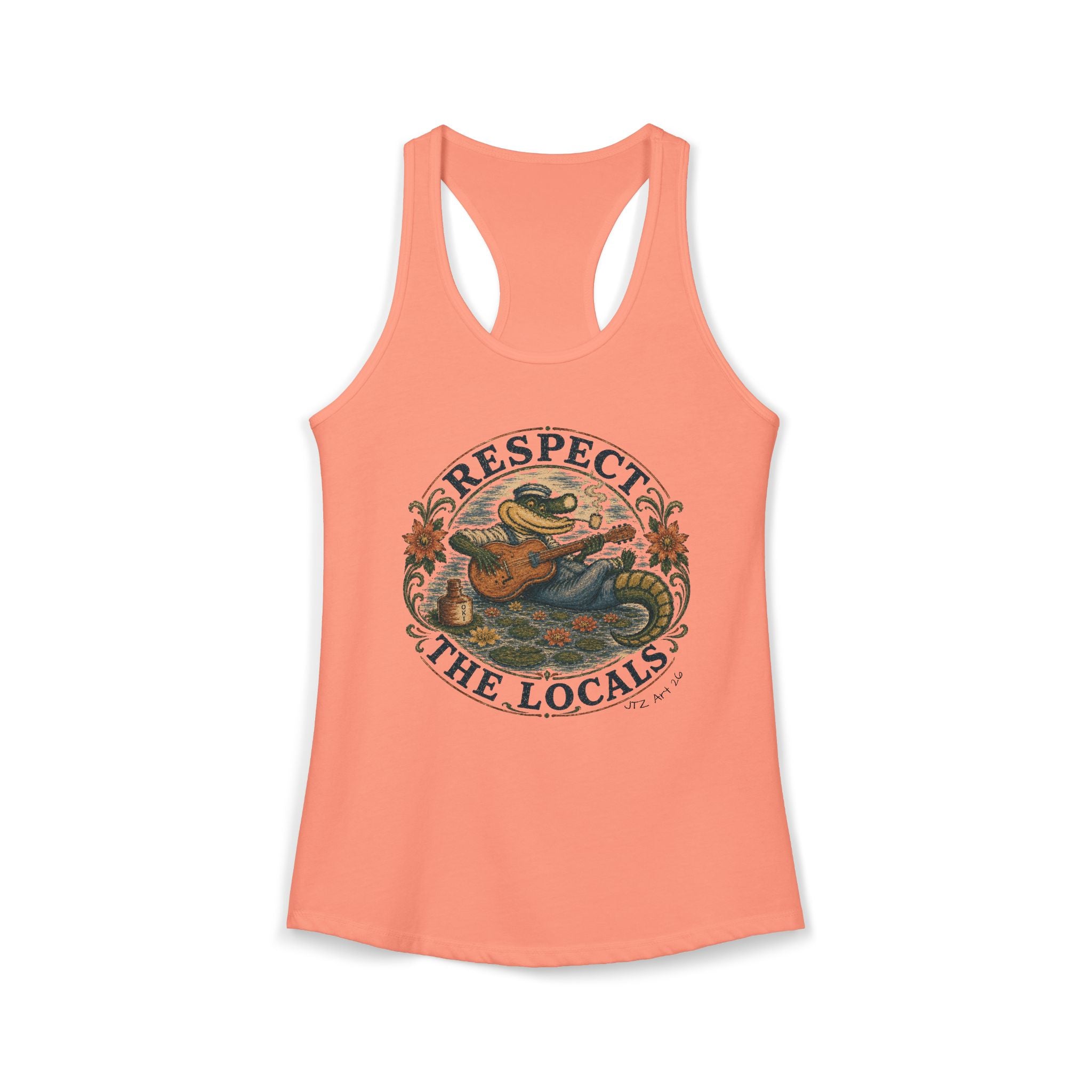 Women's Ideal Racerback Tank Respect The Locals- Inspired by original art of JT Mariotte