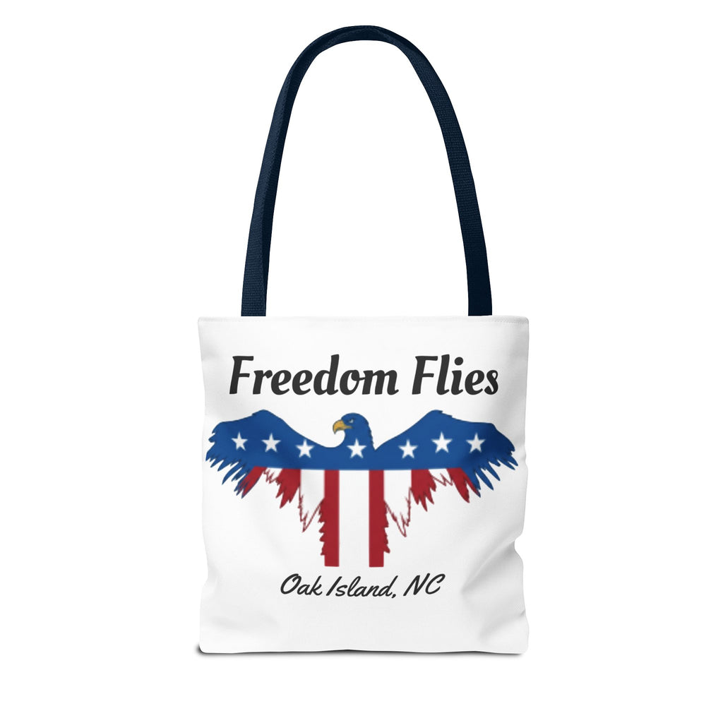Freedom Flies Patriotic Eagle Tote Bag — Oak Island, NC USA Flag Design