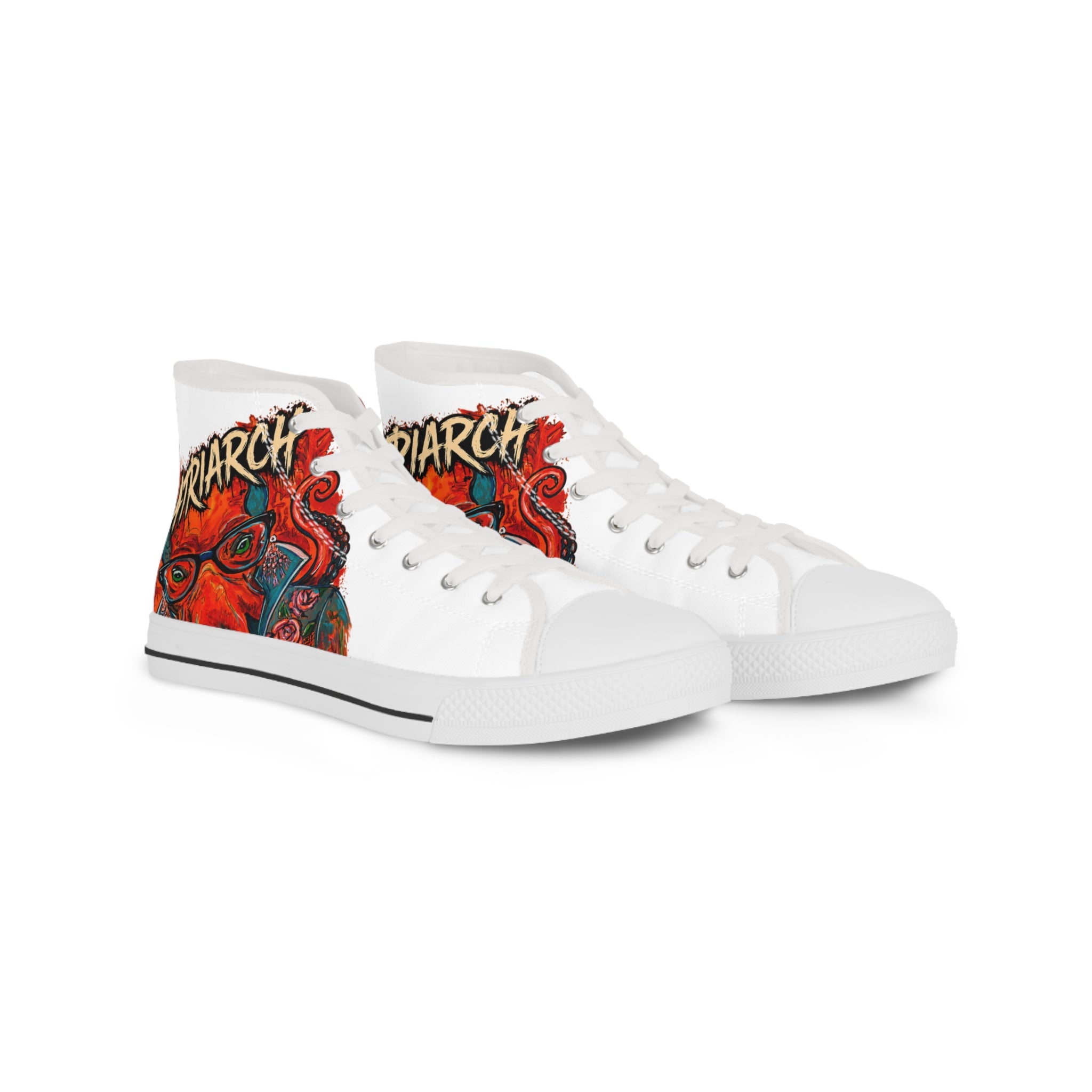 High Top Sneakers — Red Octopus Street Art Design "Matriarch of the Abyss"
