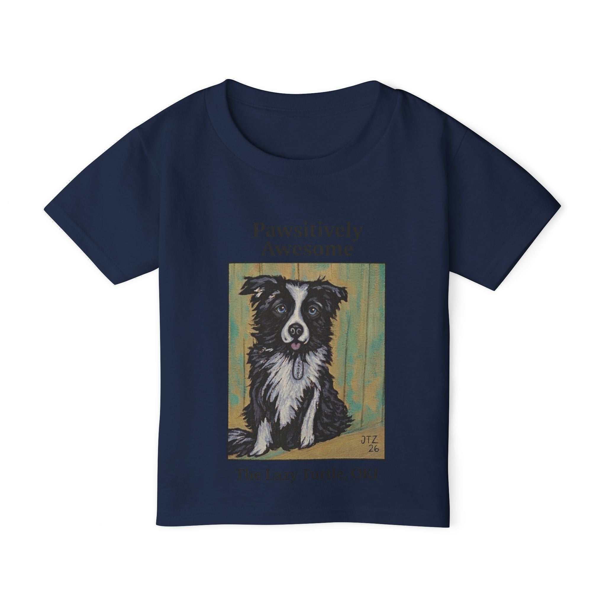 Toddler T-Shirt — "Pawsitively Awesome" Border Collie Graphic (The Lazy Turtle, OK)