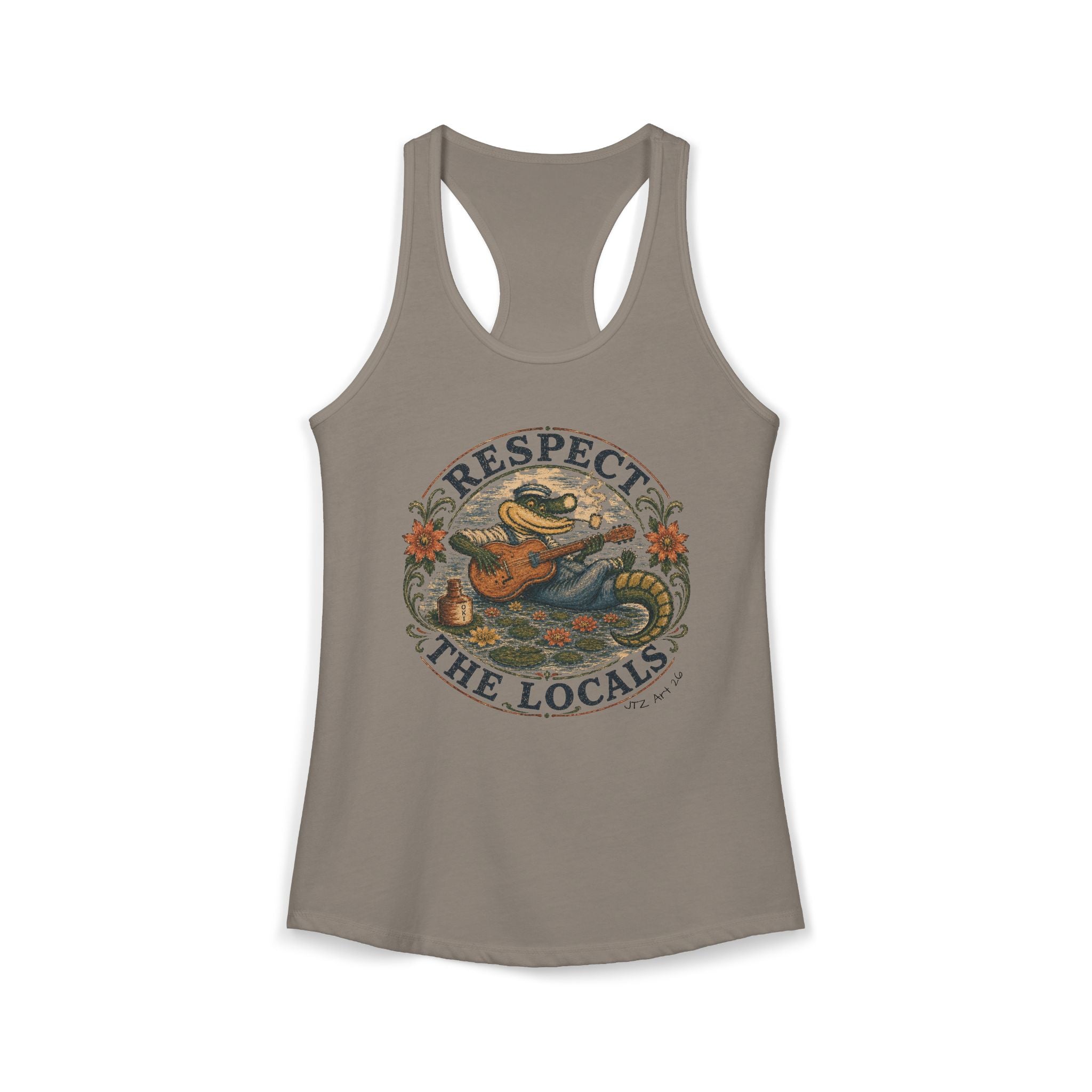 Women's Ideal Racerback Tank Respect The Locals- Inspired by original art of JT Mariotte