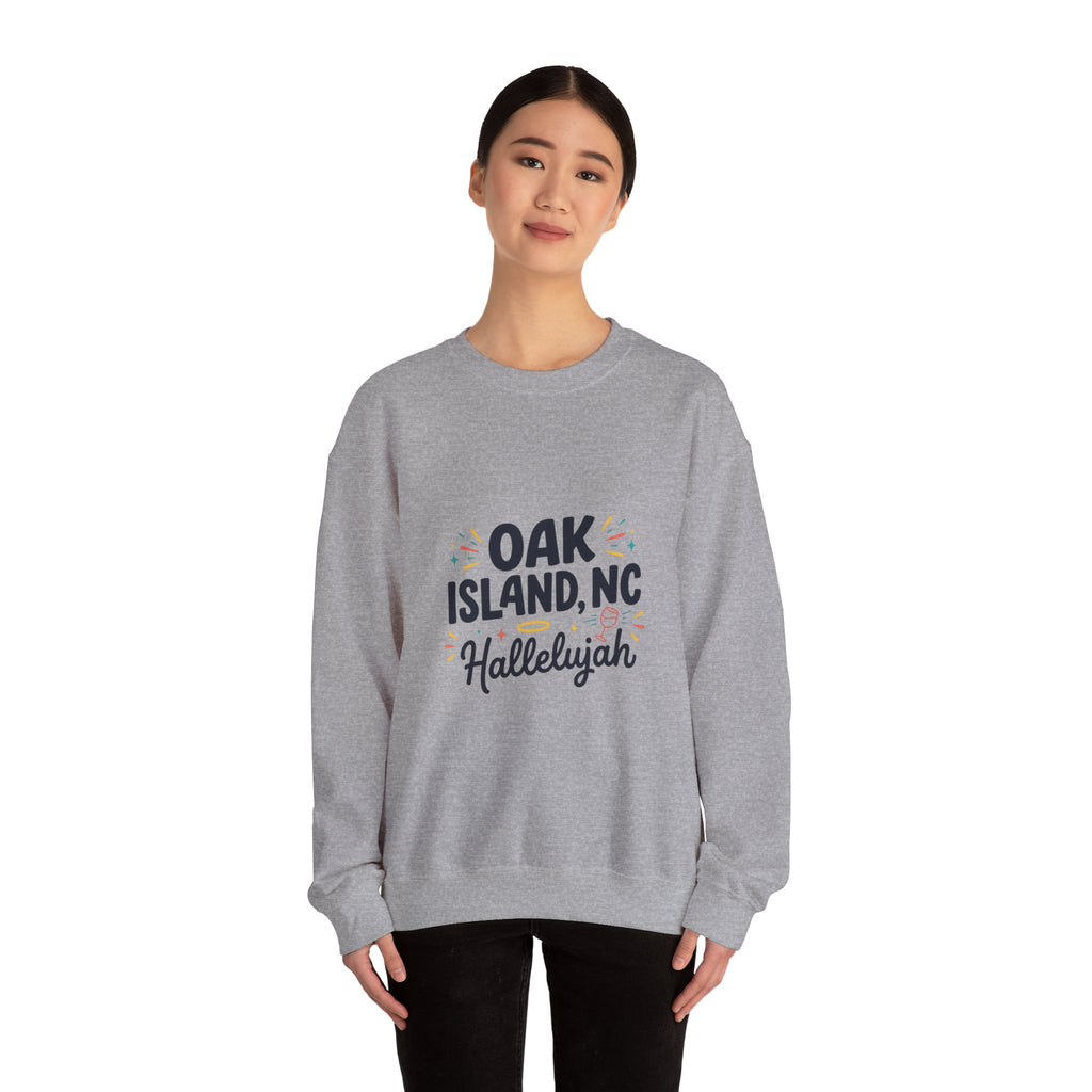 Oak Island NC Hallelujah Crewneck Sweatshirt | everything hallelujah, playful typography