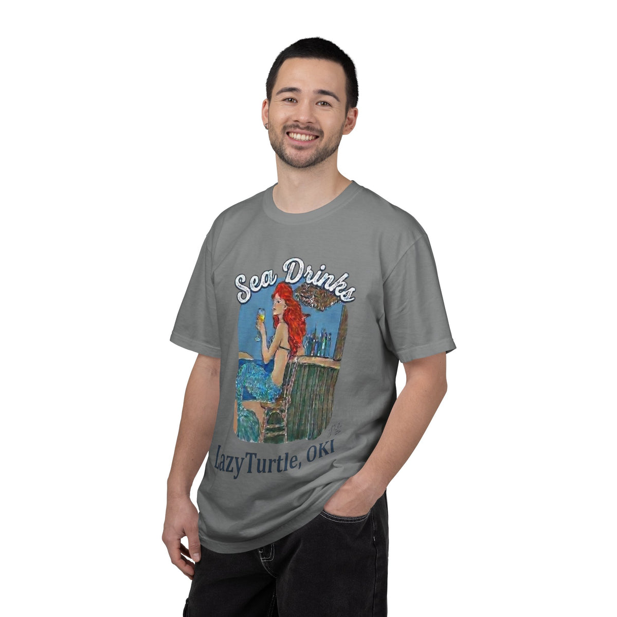 Sea Drinks Mermaid T-Shirt — Lazy Turtle, OKI Coastal Graphic Tee
