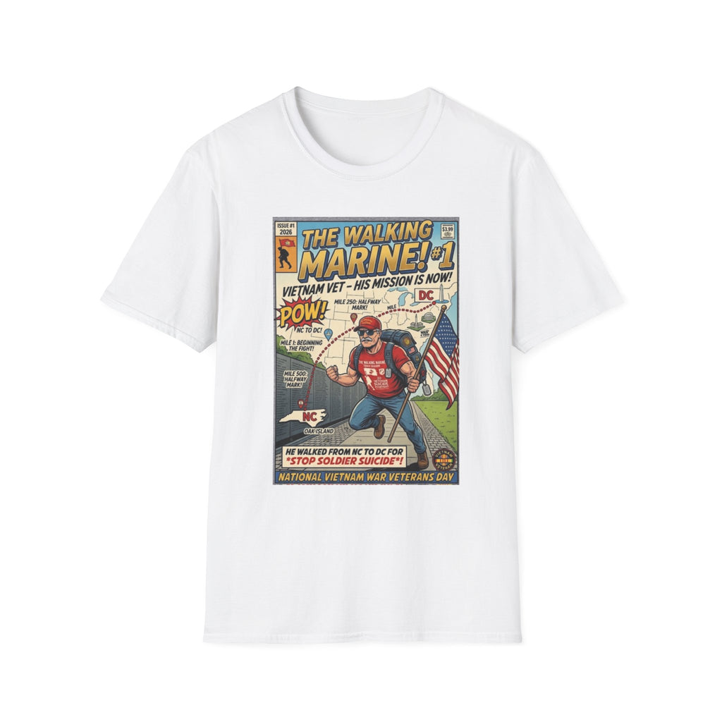 The Walking Marine Comic-Style T-Shirt — Veteran Tribute, Patriotic Veterans Day Tee