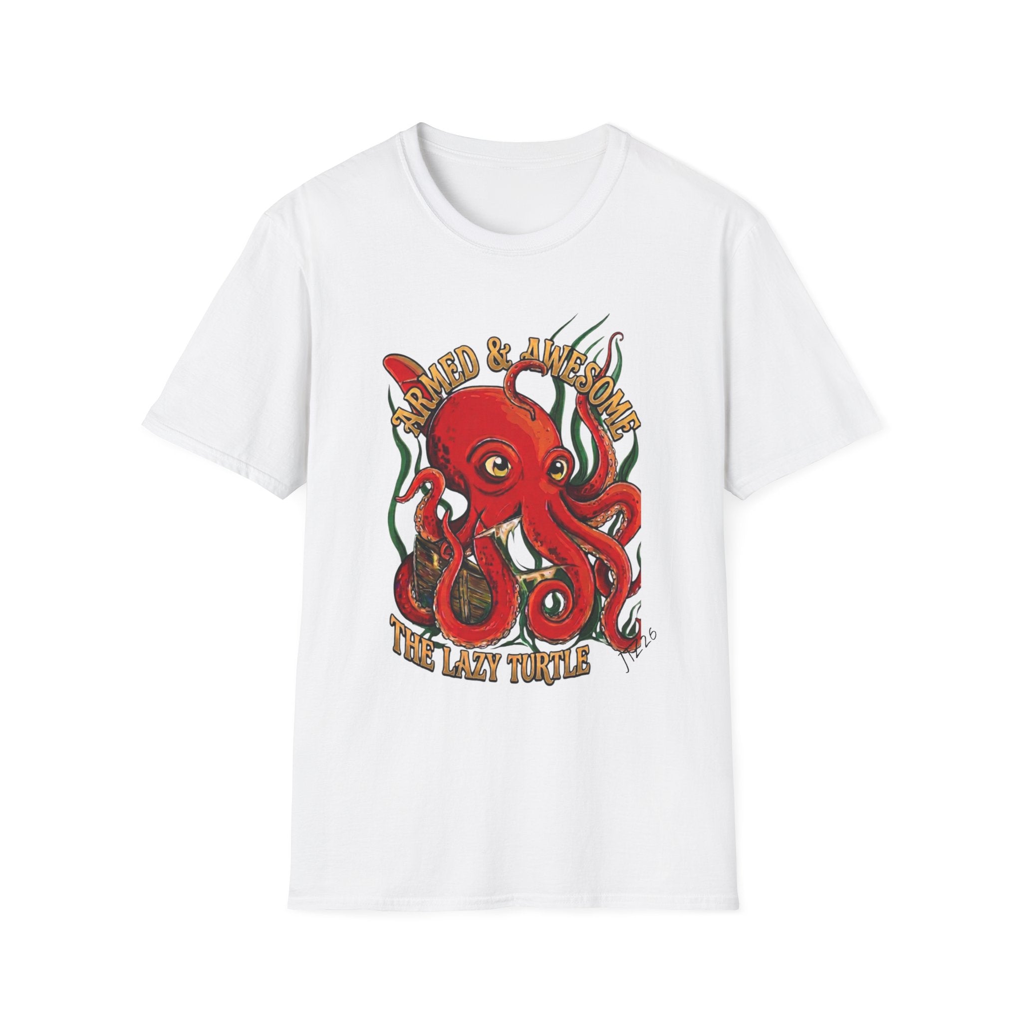 Octopus Band Tee — 'Armed and Awesome" The Last Turtle' Graphic T-Shirt