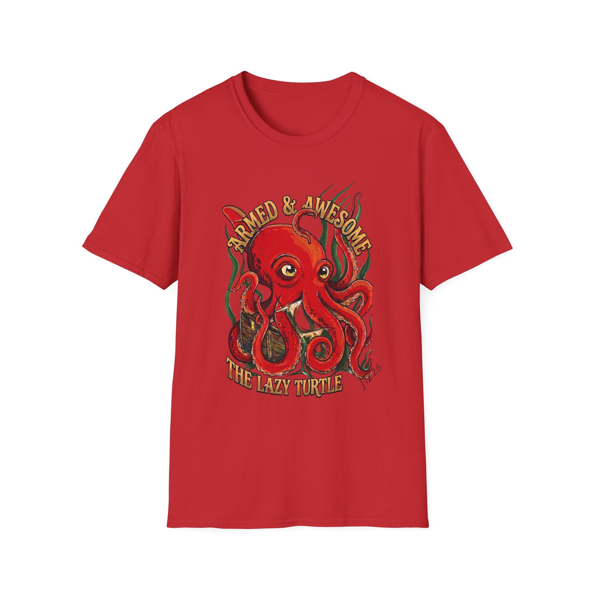 Octopus Band Tee — 'Armed and Awesome" The Last Turtle' Graphic T-Shirt