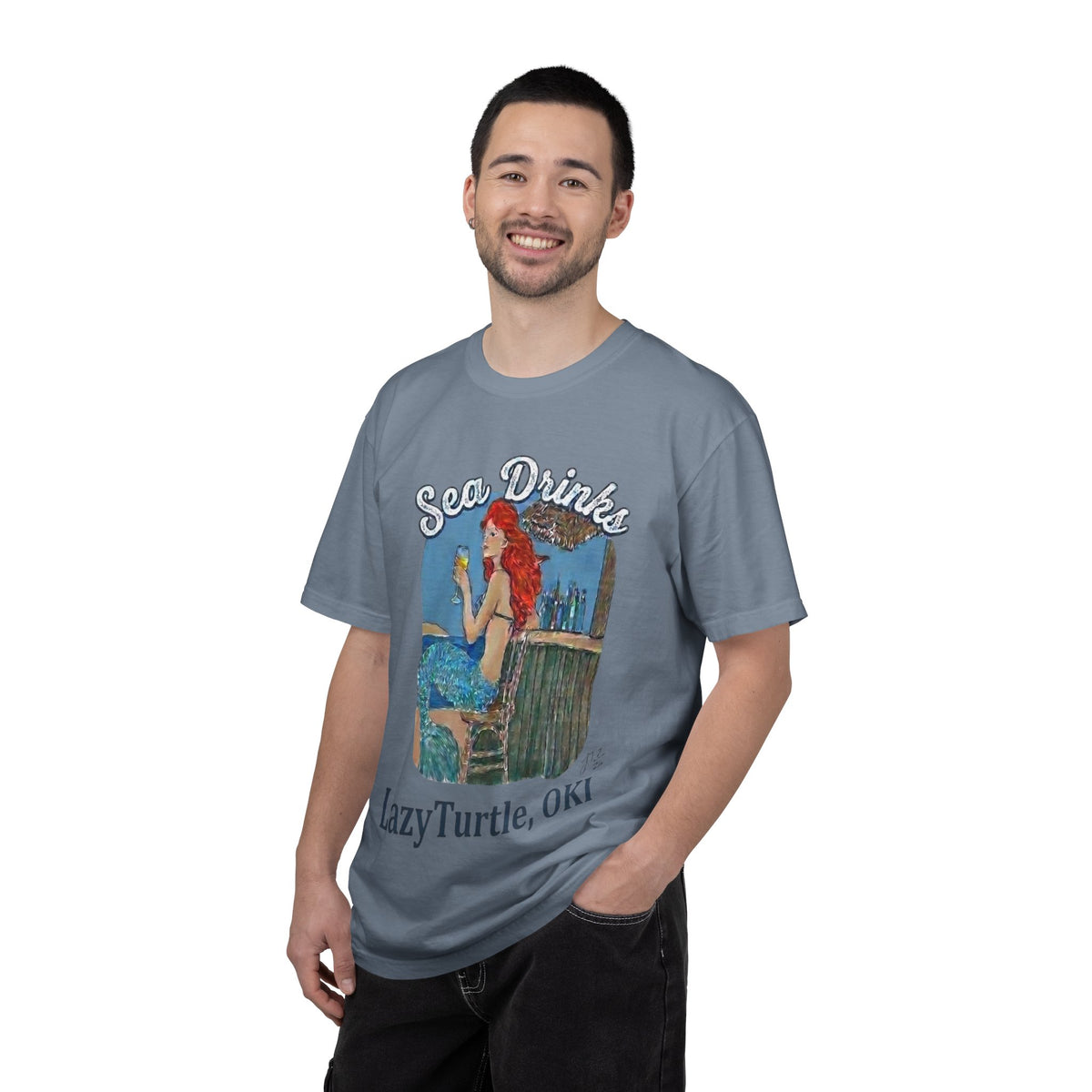 Sea Drinks Mermaid T-Shirt — Lazy Turtle, OKI Coastal Graphic Tee