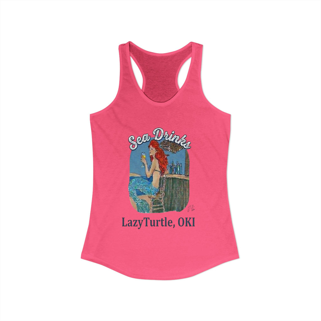 Sea Drinks Mermaid Racerback Tank — Lazy Turtle OKI Coastal Graphic Tank Top