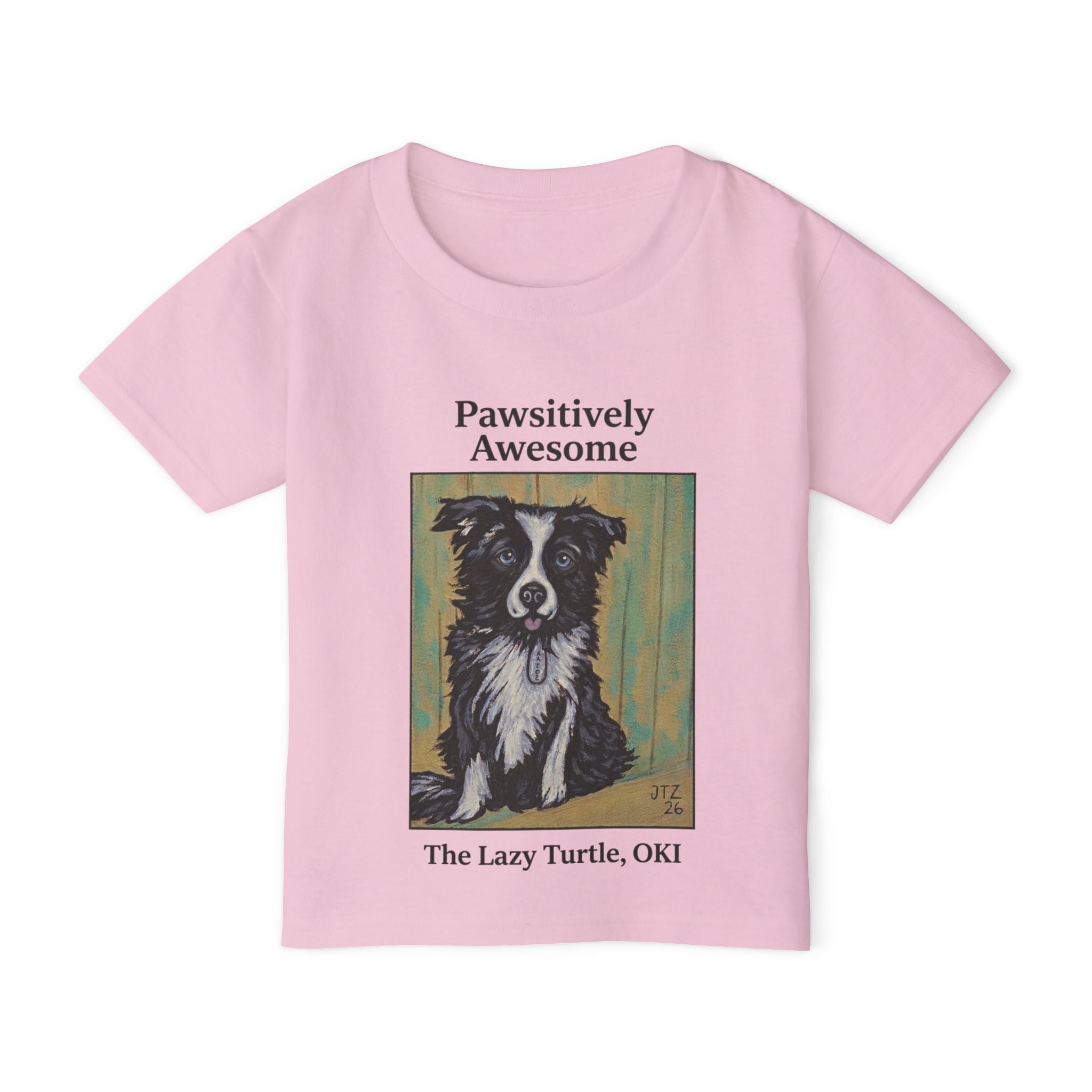 Toddler T-Shirt — "Pawsitively Awesome" Border Collie Graphic (The Lazy Turtle, OK)