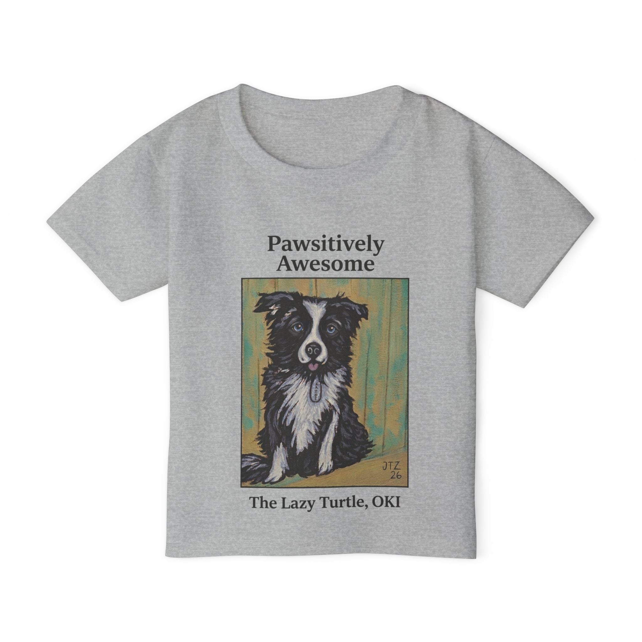Toddler T-Shirt — "Pawsitively Awesome" Border Collie Graphic (The Lazy Turtle, OK)
