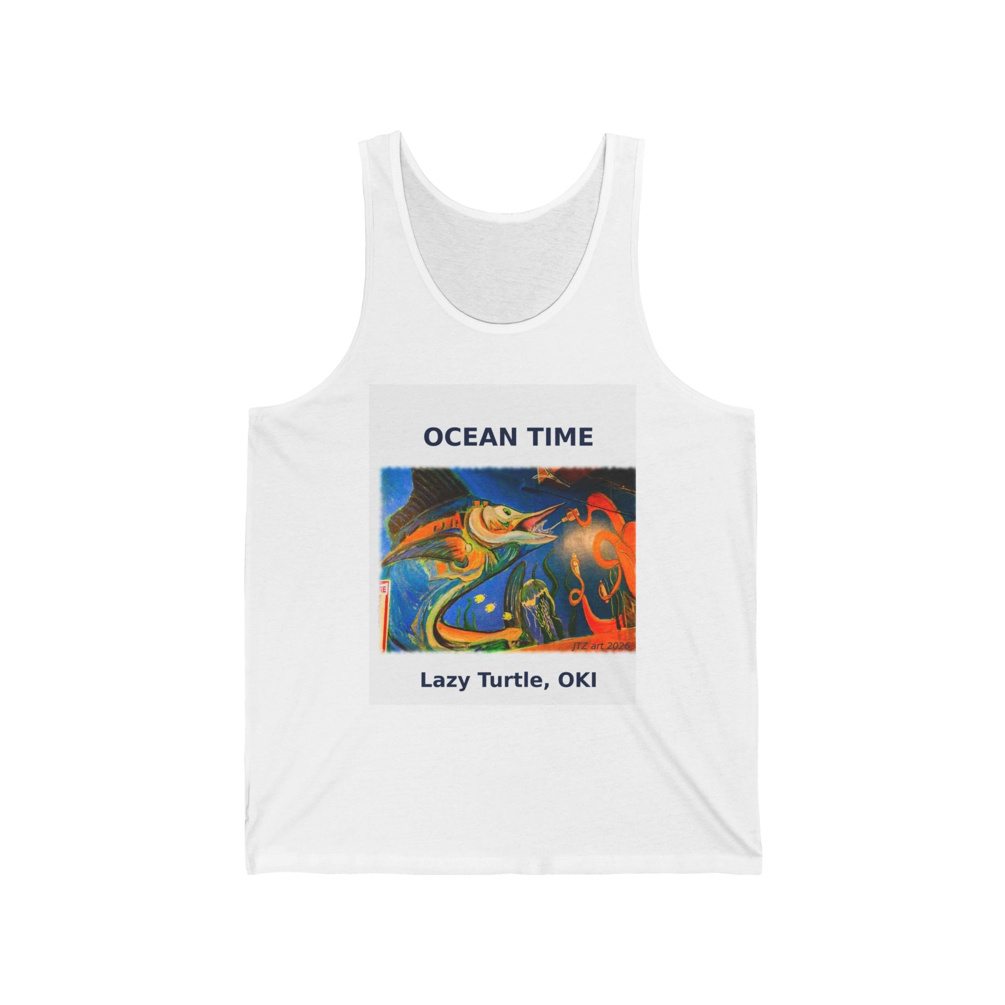 Ocean Time Tank Top — "Lazy Turtle, OK!" Coastal Graphic Beachwear Tank