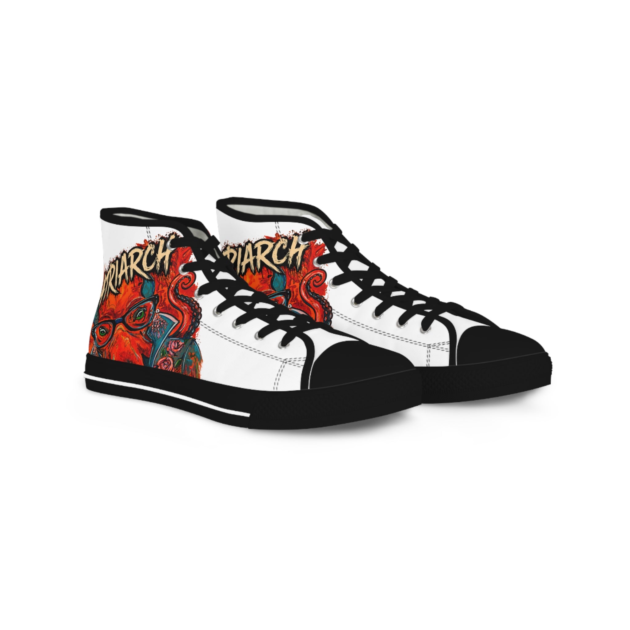 High Top Sneakers — Red Octopus Street Art Design "Matriarch of the Abyss"