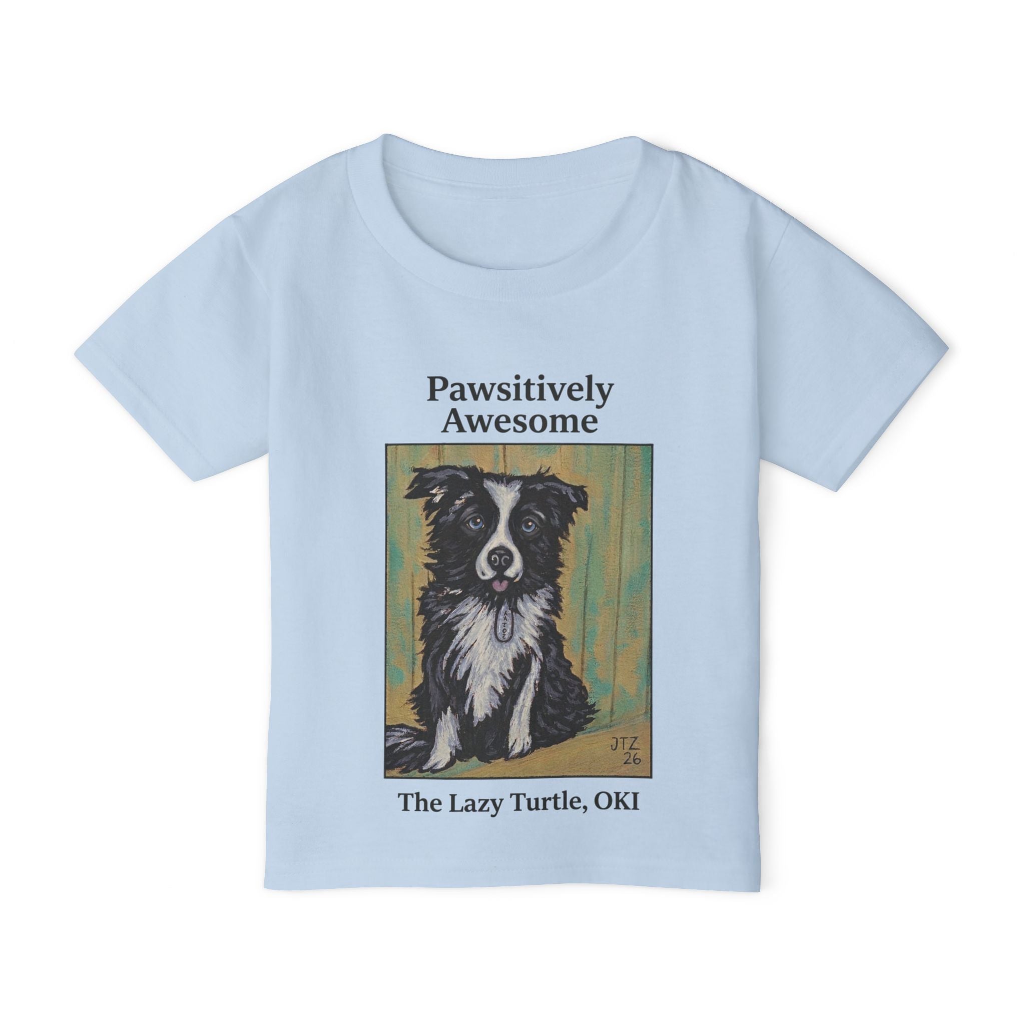 Toddler T-Shirt — "Pawsitively Awesome" Border Collie Graphic (The Lazy Turtle, OK)