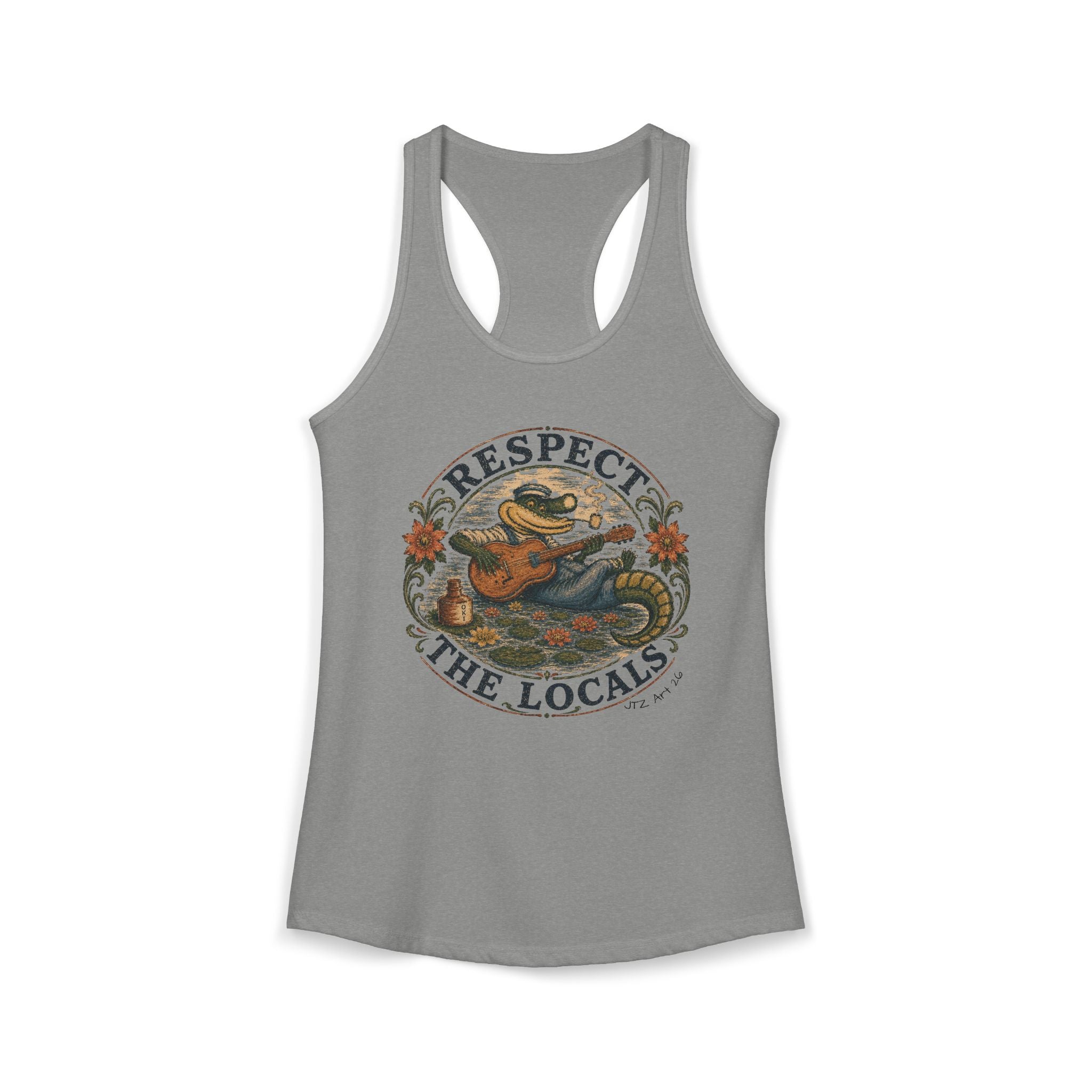 Women's Ideal Racerback Tank Respect The Locals- Inspired by original art of JT Mariotte