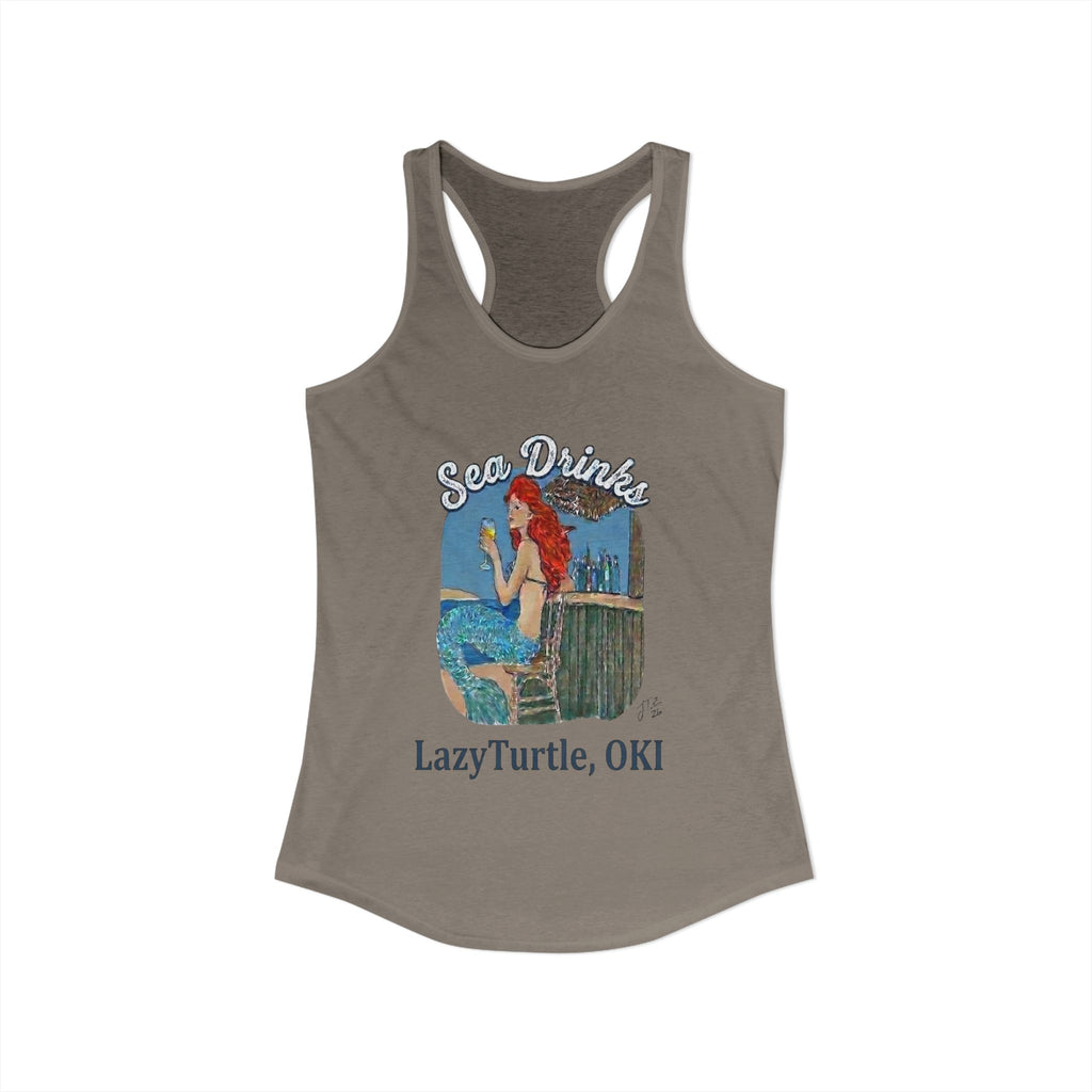 Sea Drinks Mermaid Racerback Tank — Lazy Turtle OKI Coastal Graphic Tank Top