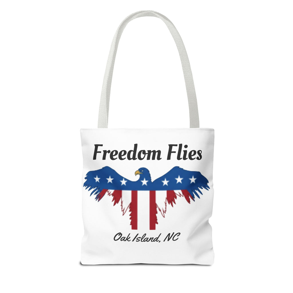 Freedom Flies Patriotic Eagle Tote Bag — Oak Island, NC USA Flag Design