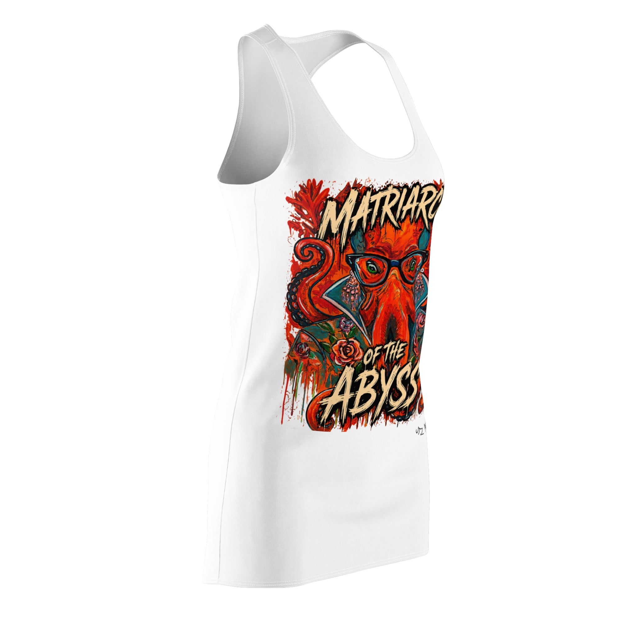 Matriarch of the Abyss Racerback Dress – Retro Octopus Graphic Dress for Women