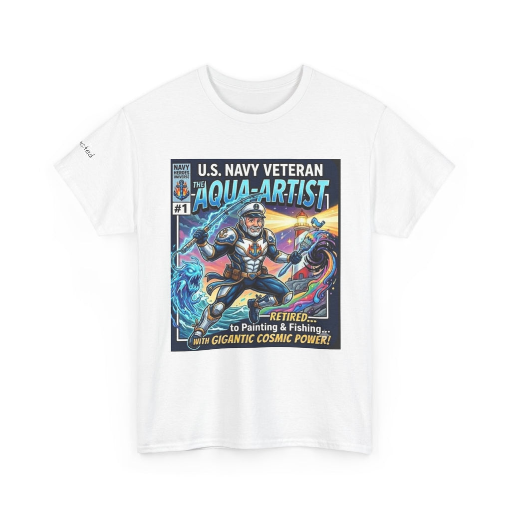 Aqua-Artist Veteran Graphic Tee — Retired Navy Comic-Style T-Shirt