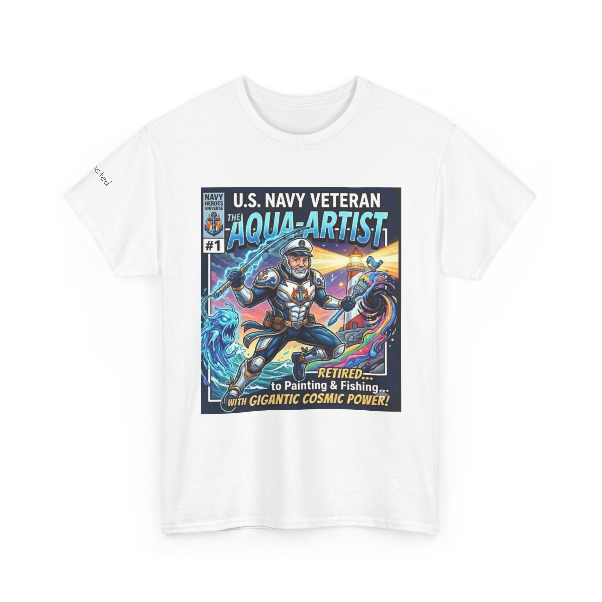 Aqua-Artist Veteran Graphic Tee — Retired Navy Comic-Style T-Shirt