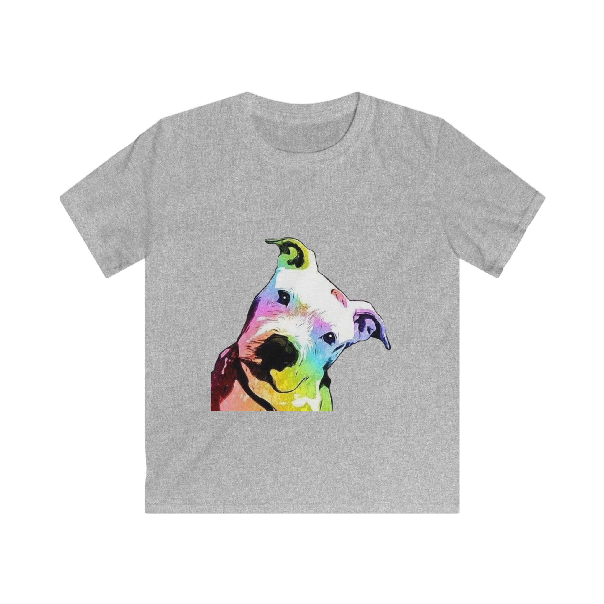 Kids Tee — Colorful Watercolor Pit Bull Dog Graphic