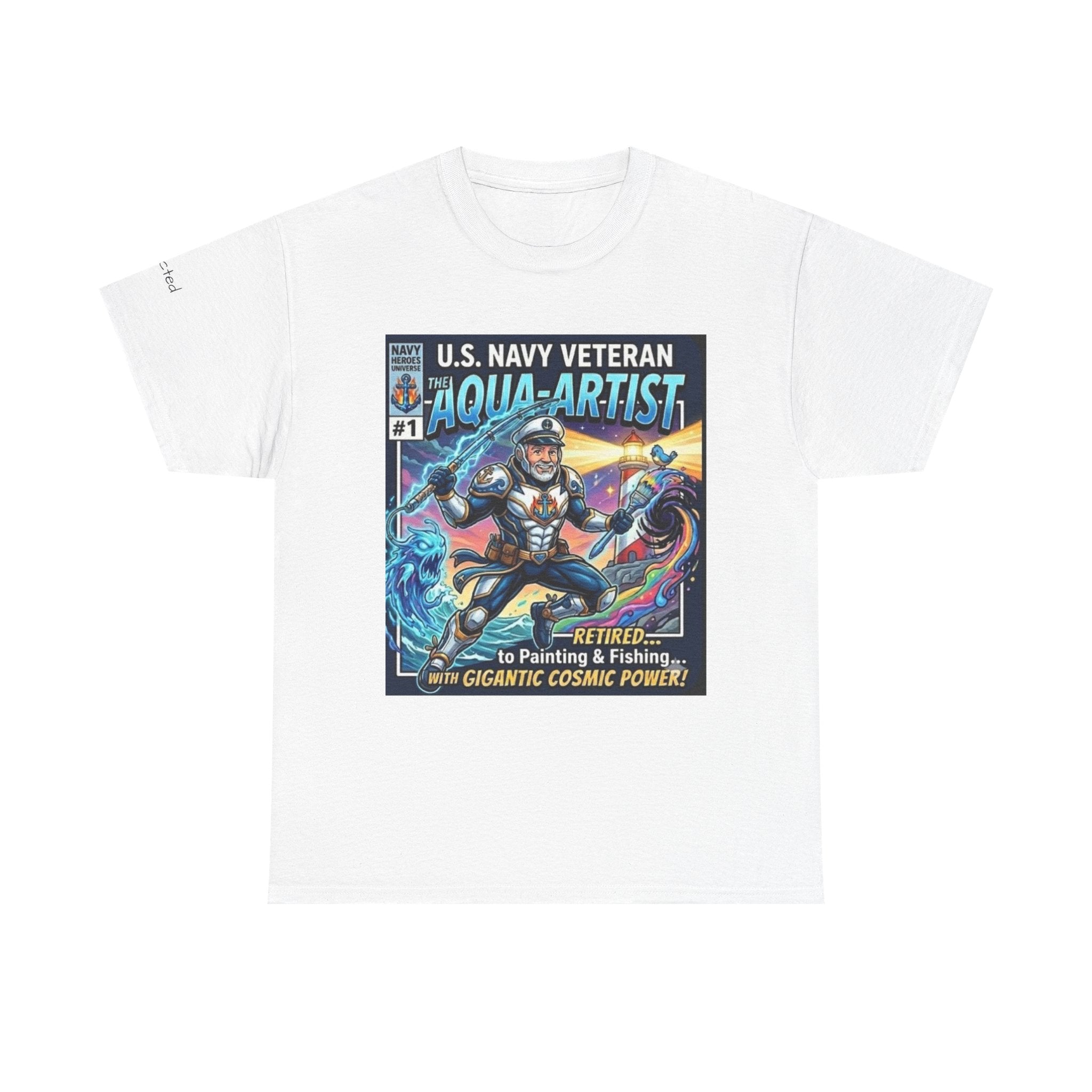 Aqua-Artist Veteran Graphic Tee — Retired Navy Comic-Style T-Shirt