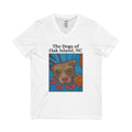 Oak Island NC Dogs V-Neck Tee — Floral Beach Dog Graphic T-Shirt