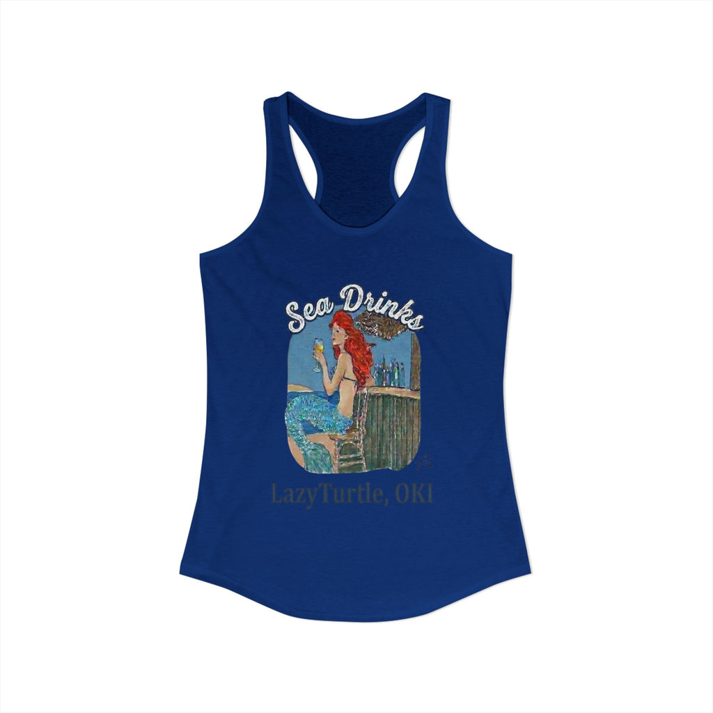 Sea Drinks Mermaid Racerback Tank — Lazy Turtle OKI Coastal Graphic Tank Top