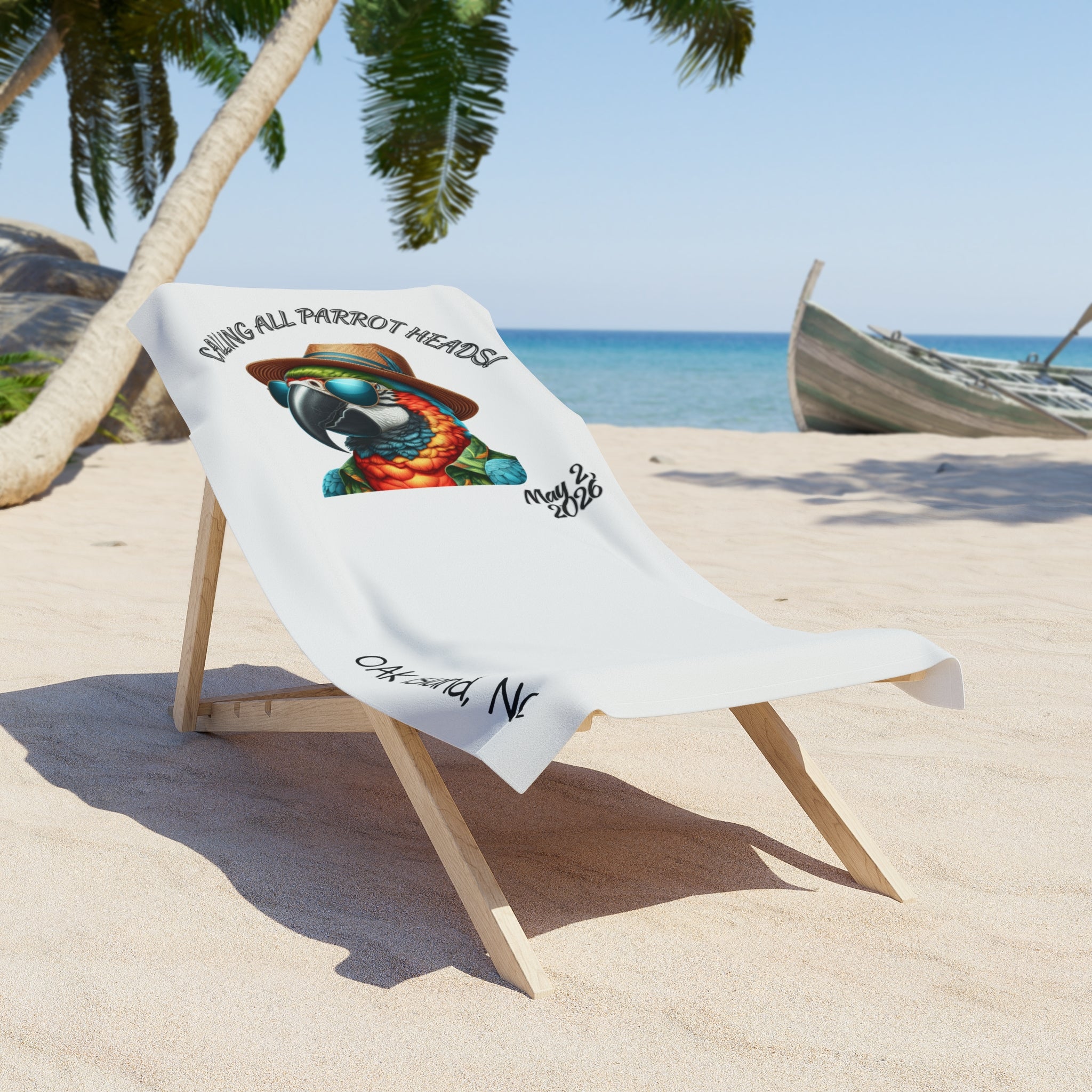 Beach Towel — 'Calling All Parrot Heads' Tropical Parrot Design