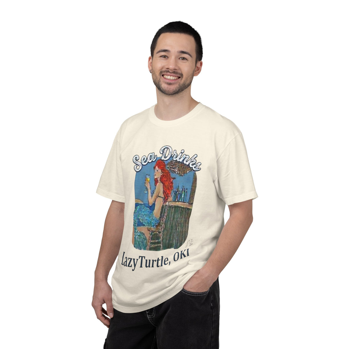Sea Drinks Mermaid T-Shirt — Lazy Turtle, OKI Coastal Graphic Tee