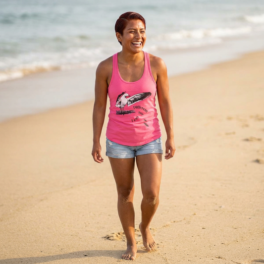 Different Not Less Racerback Tank — Seagull Hug Graphic Women's Tank Top