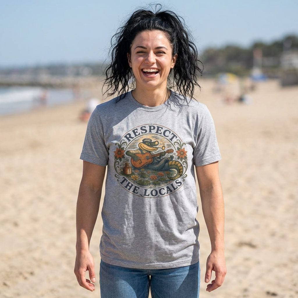 Respect the Locals T-Shirt — Vintage Surf Alligator Design