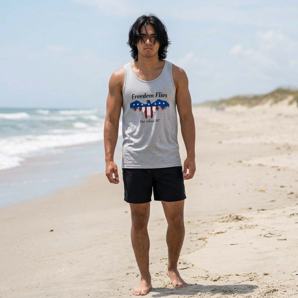 Freedom Flies Tank Top — Patriotic Eagle Wings Oak Island NC