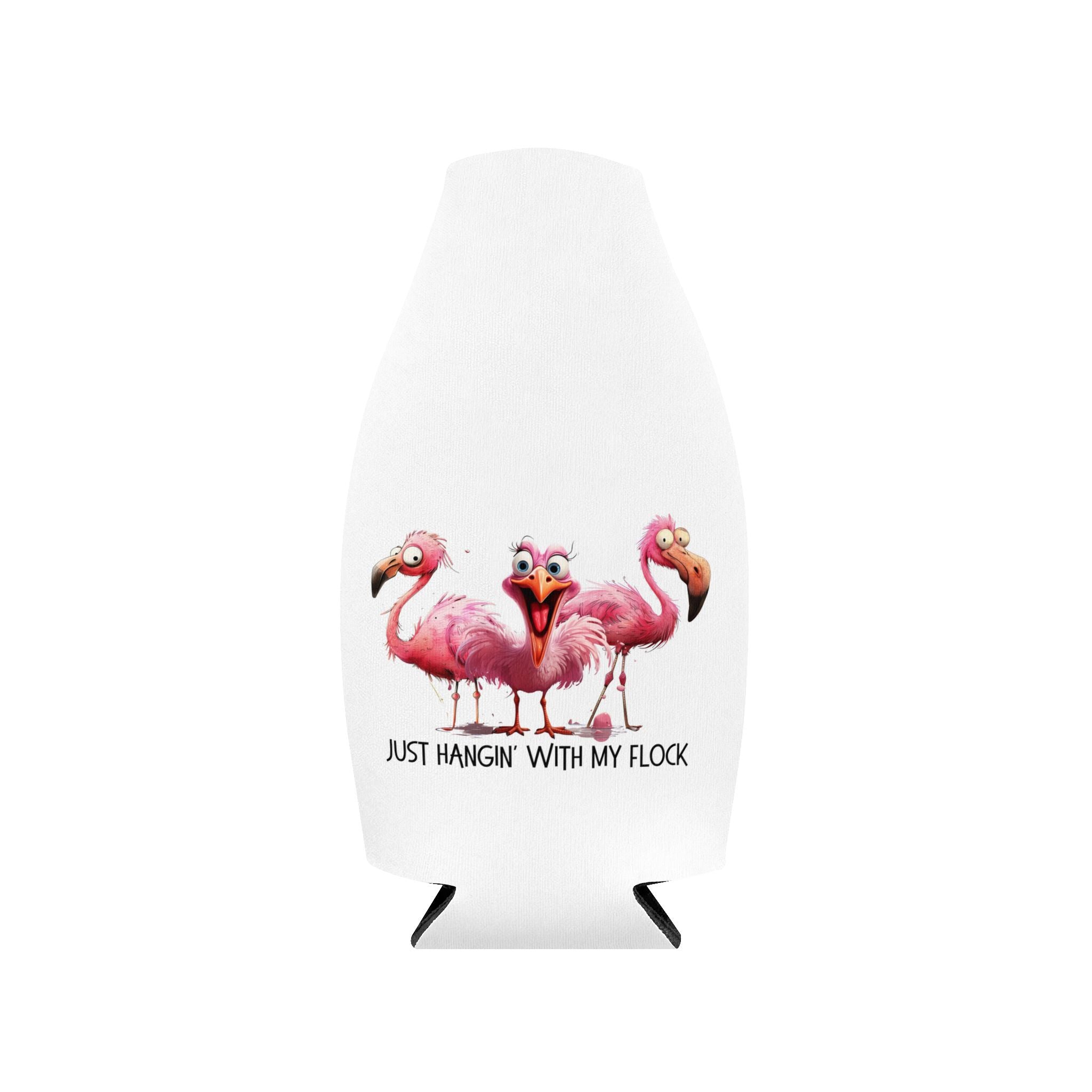 Flamingo "Just Hangin' With My Flock" Zip-Up Bottle Cooler Sleeve