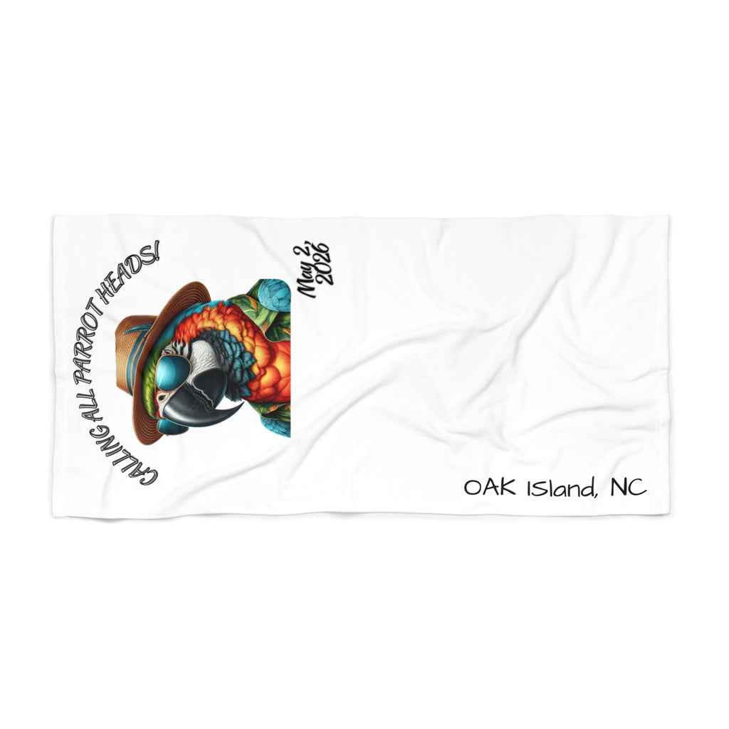 Beach Towel — 'Calling All Parrot Heads' Tropical Parrot Design