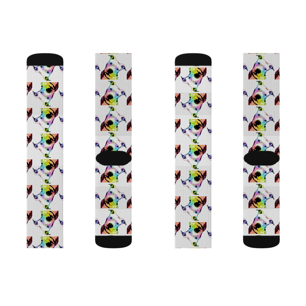 Colorful French Bulldog Pattern Socks — Sublimation Crew Socks