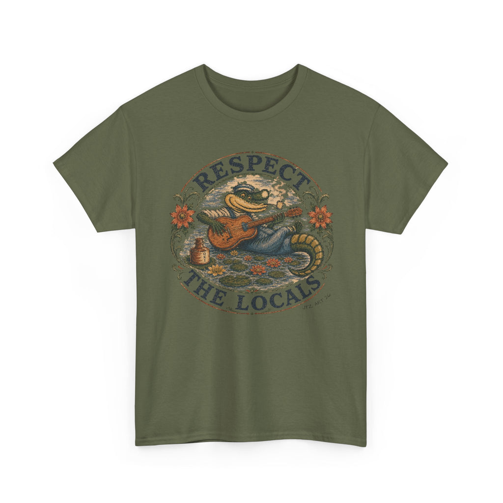 Respect the Locals T-Shirt — Vintage Surf Alligator Design