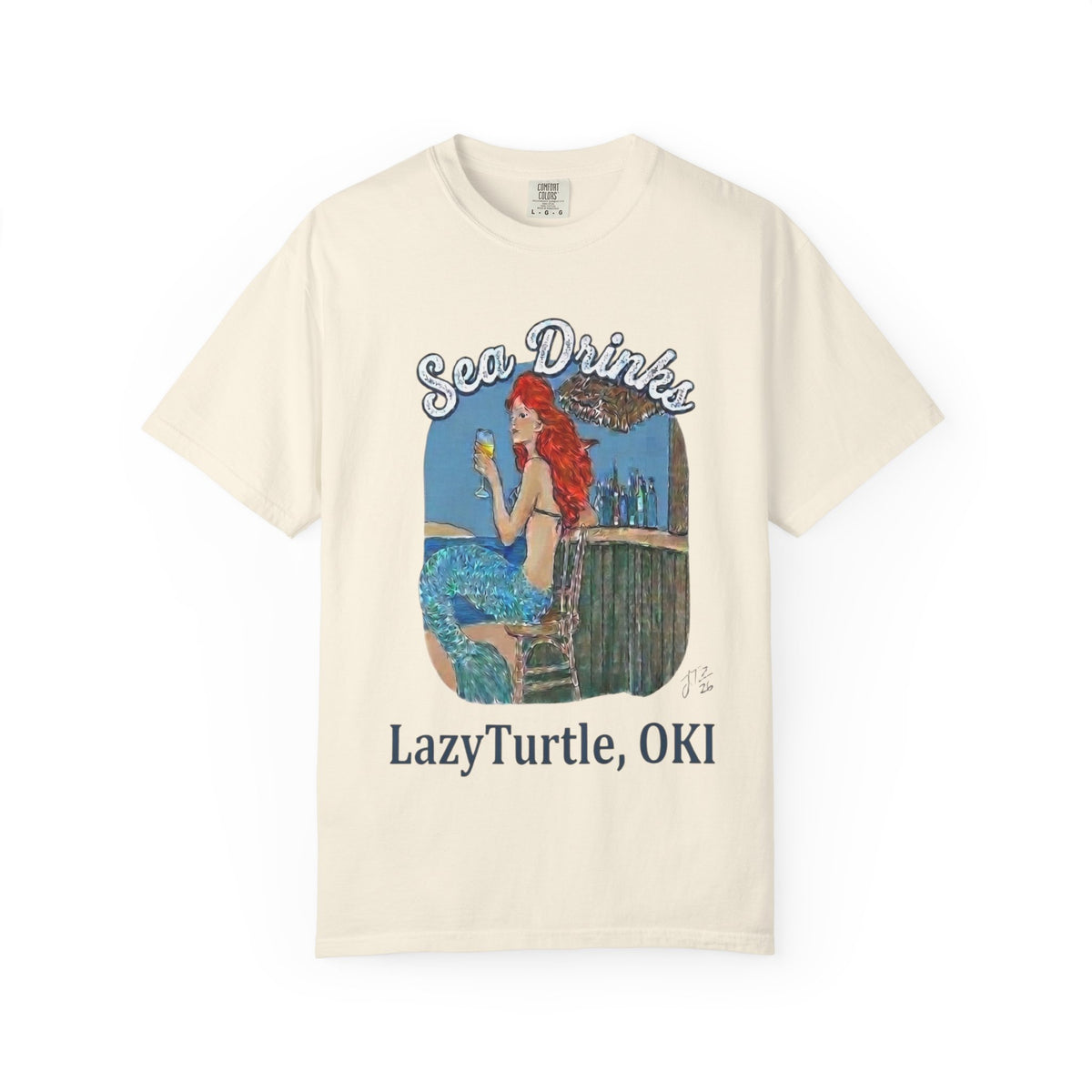 Sea Drinks Mermaid T-Shirt — Lazy Turtle, OKI Coastal Graphic Tee