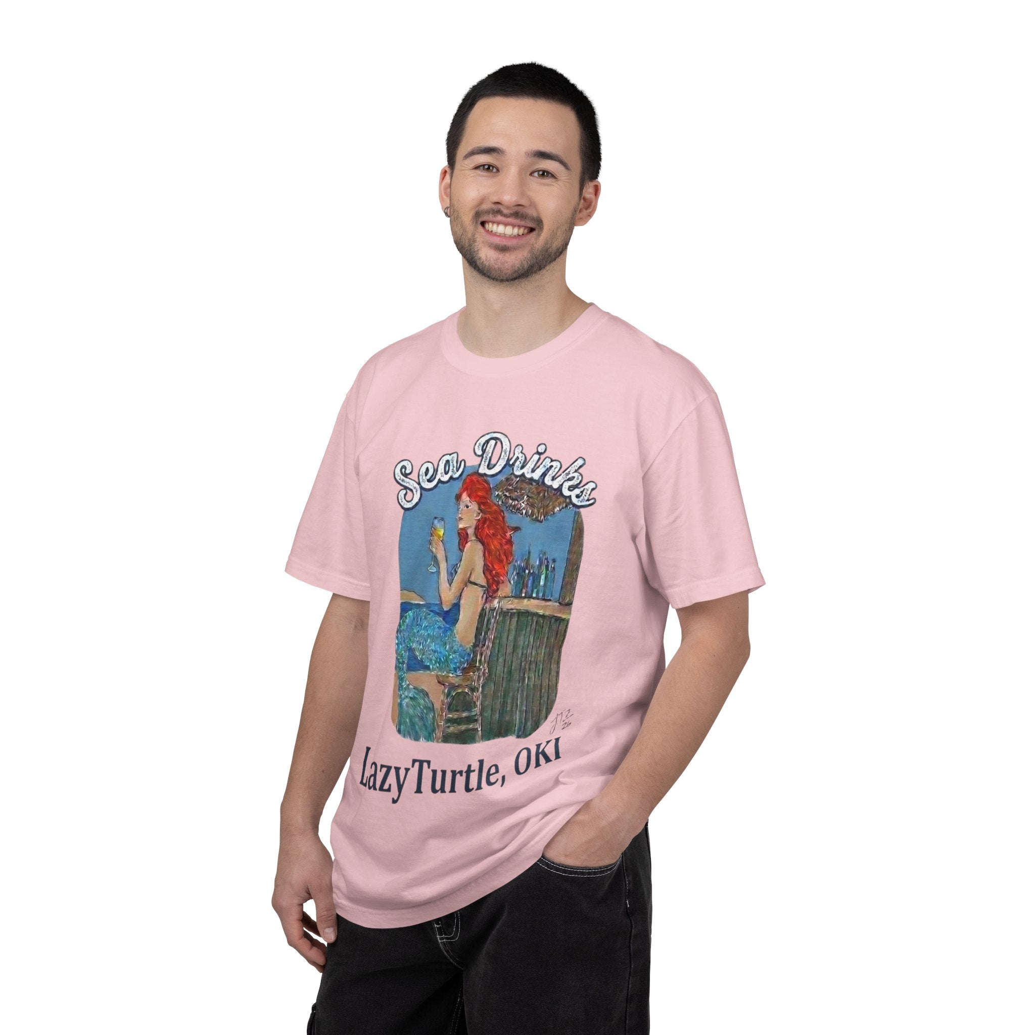 Sea Drinks Mermaid T-Shirt — Lazy Turtle, OKI Coastal Graphic Tee