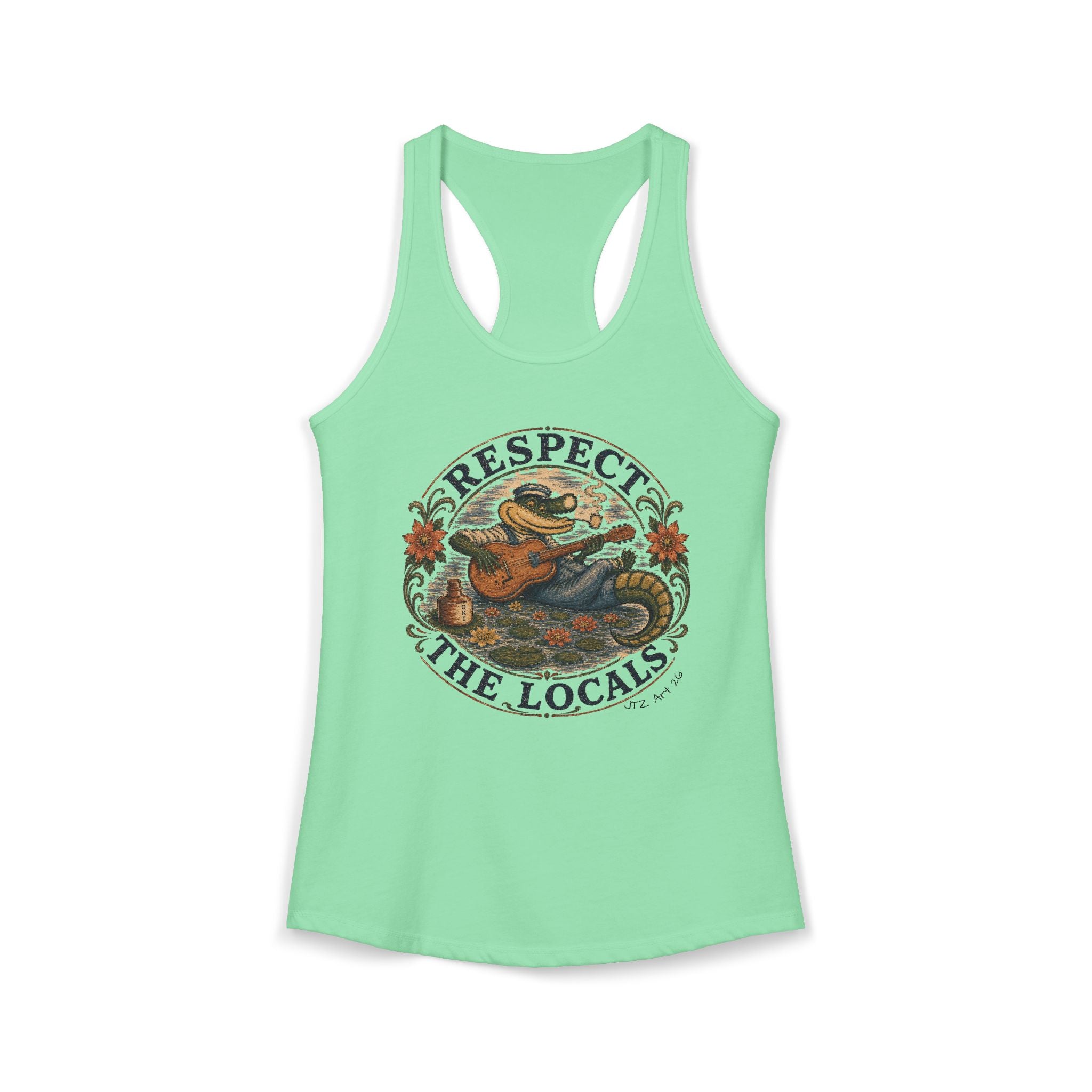Women's Ideal Racerback Tank Respect The Locals- Inspired by original art of JT Mariotte