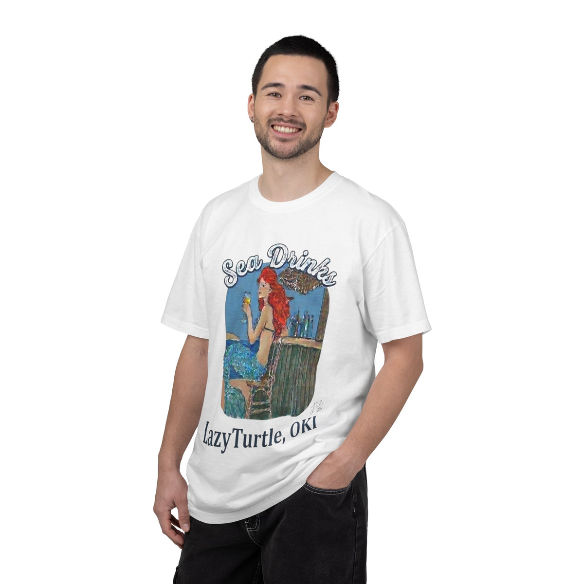 Sea Drinks Mermaid T-Shirt — Lazy Turtle, OKI Coastal Graphic Tee