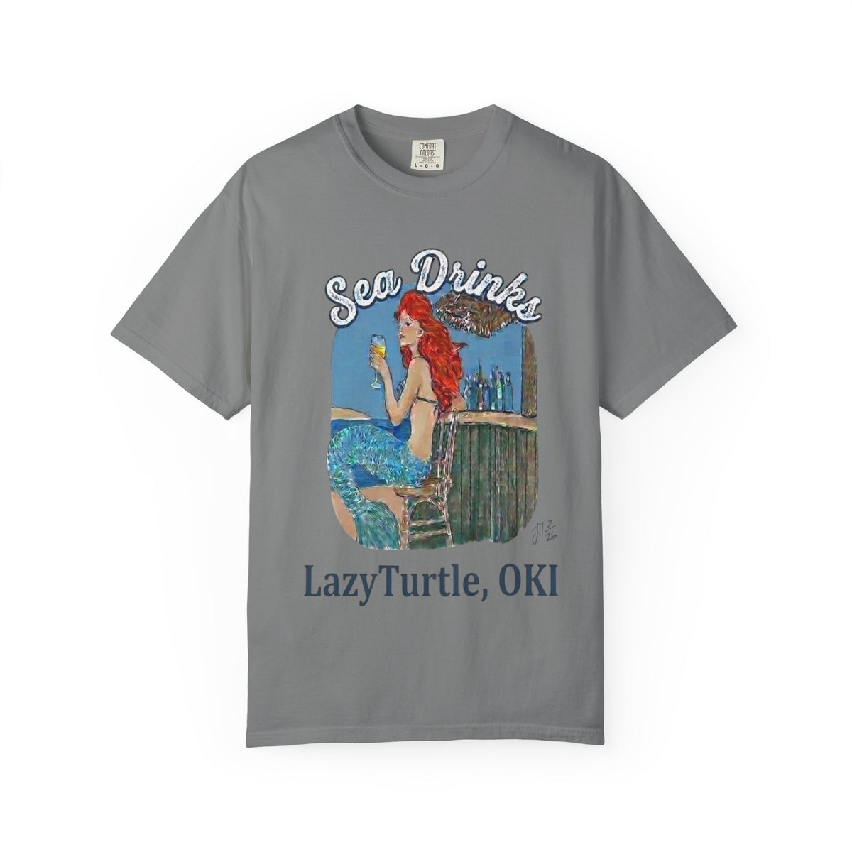 Sea Drinks Mermaid T-Shirt — Lazy Turtle, OKI Coastal Graphic Tee